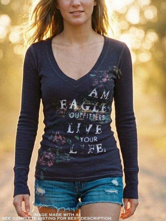 American Eagle Tops - 2010 American Eagle Tunic S Long Sleeves Deep V Fairy Grunge Poet 100% Cotton